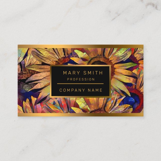 Gold Bouquet Sunflowers Collection Business Card (Front)