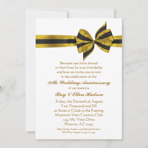 Gold Bow 50th Anniversary Party Invitations