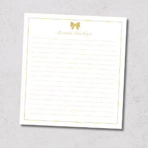 Gold Bow Border Handwritten Custom Name Lined No Notepad