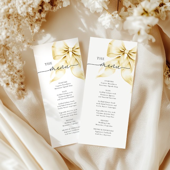 Gold Bow Bridal Shower Menu Card (Creator Uploaded)