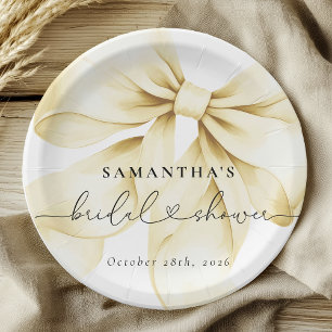 Gold Bow Bridal Shower Paper Plates