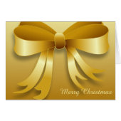 Gold Bow Christmas Greeting Card (Front Horizontal)
