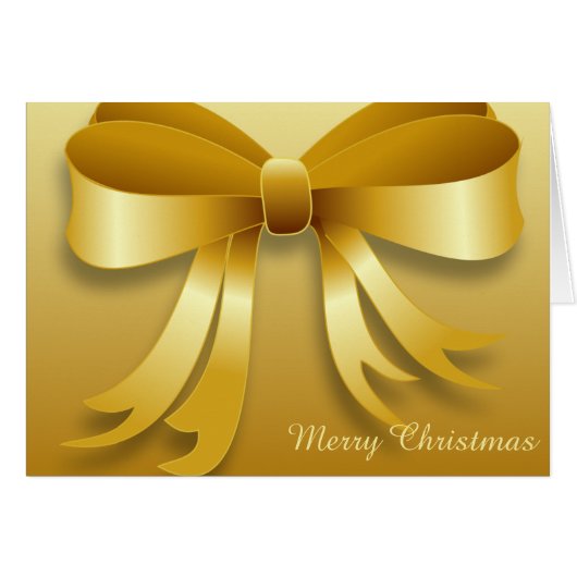 Gold Bow Christmas Greeting Card (Front Horizontal)