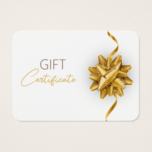 Gold Bow Classy Luminous Elegant White Gift Card