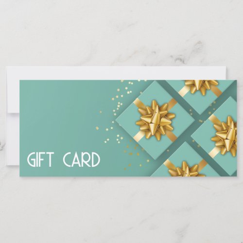 Gold Bow Festive Modern Mint Gift Box Gift Card