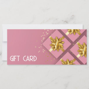 Gold Bow Festive Modern Pink Gift Box Gift Card