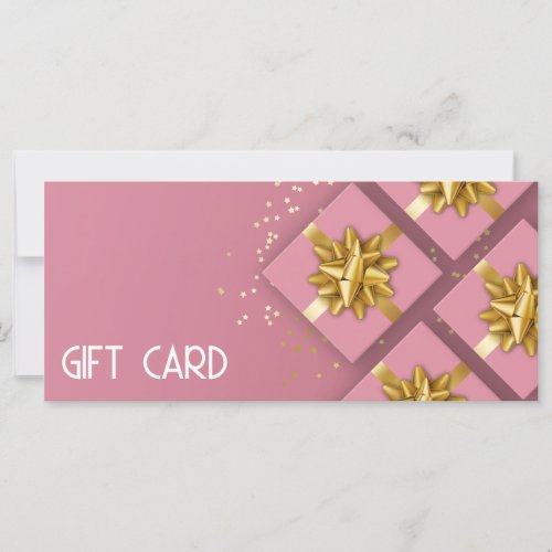 Gold Bow Festive Modern Pink Gift Box Gift Card