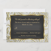 Gold Bow & Floral Swirl 50th Anniversary RSVP Invitation (Back)
