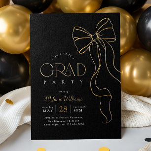Gold Bow Graduation Invitation Foil Invitation