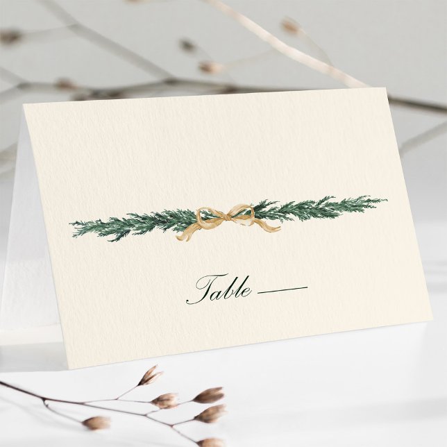 Gold Bow & Greenery Border Ivory Place Card (Creator Uploaded)
