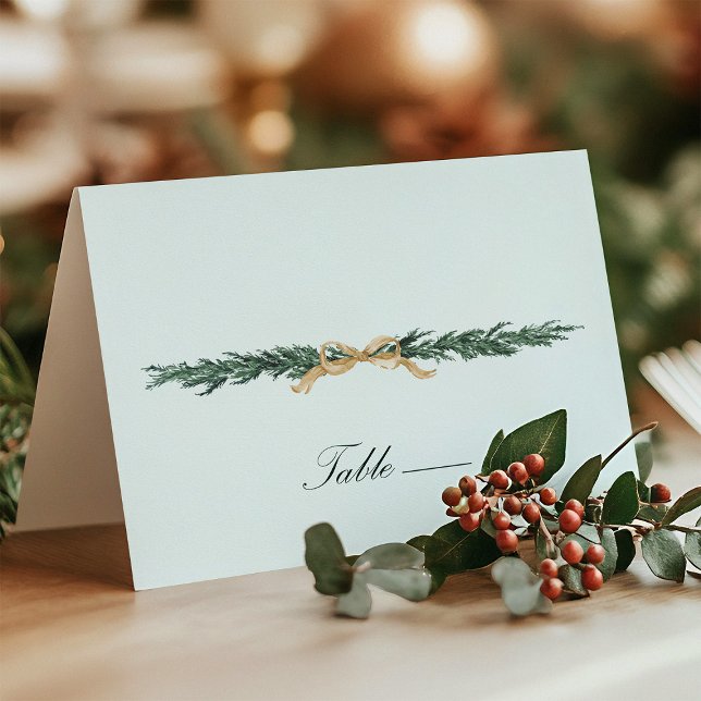 Gold Bow & Greenery Border Mint Wedding Place Card (Creator Uploaded)