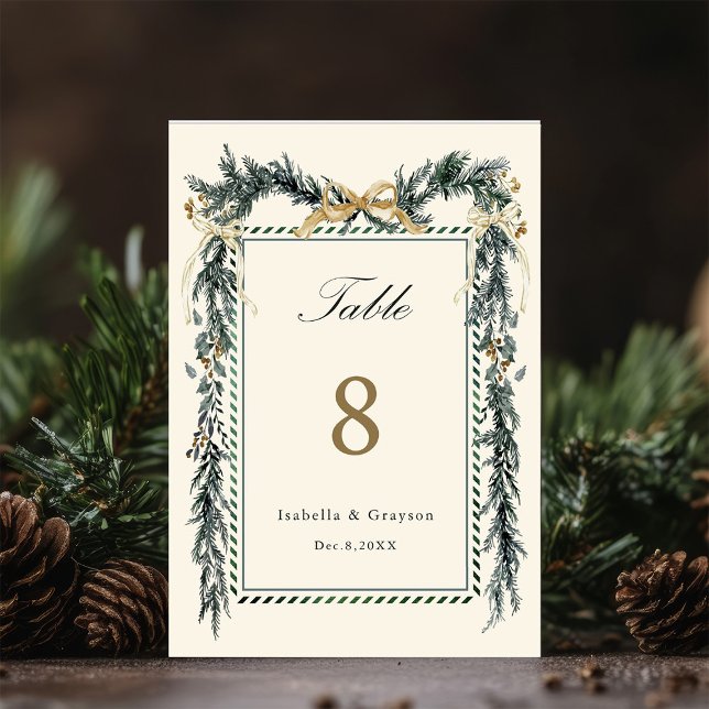 Gold Bow & Greenery Garland Wedding Ivory Table Number (Creator Uploaded)