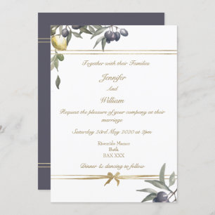 Gold Bow Olives & Lemons Invitation