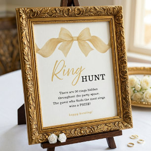 Gold Bow Ring Hunt Bridal Shower Game Sign