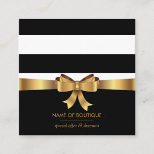 Gold Bow Square Boutique Discount Coupon Business Card