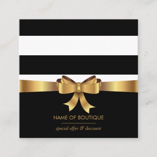 Gold Bow Square  Boutique  Discount Coupon Square Business Card