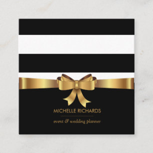 Gold Bow Square   professional  Social Media Icons Business Card