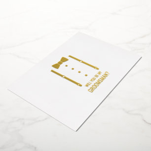 Gold Bow Tie Personalized Groomsman Proposal Foil Invitation