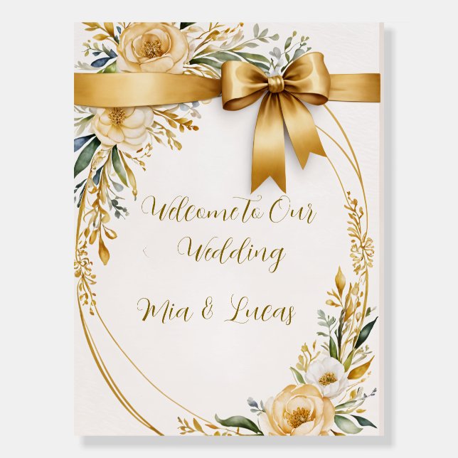 Gold Bow Wedding Welcome Sign (Front)
