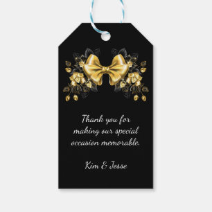 Gold bow with orchids gift tags