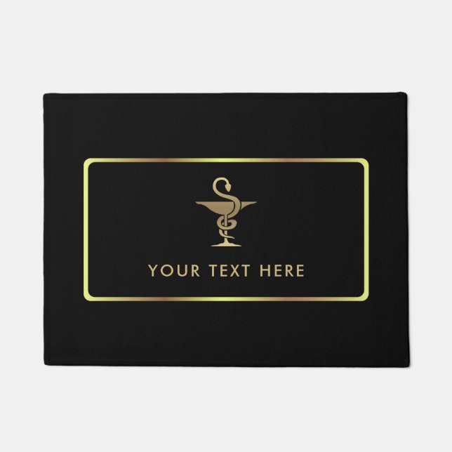Gold Bowl of Hygeia Symbol Doormat (Front)