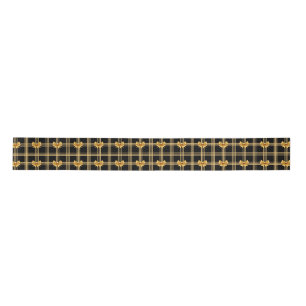 Gold Bows on Black Background Satin Ribbon