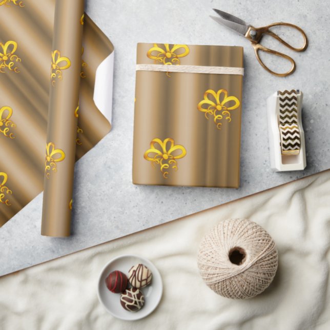 Gold Bows on Bronze Christmas Wrapping Paper (Creator Uploaded)