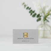 GOLD BOX LOGO with YOUR INITIAL/MONOGRAM on Linen Business Card (Standing Front)