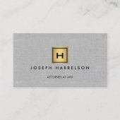 GOLD BOX LOGO with YOUR INITIAL/MONOGRAM on Linen Business Card (Front)