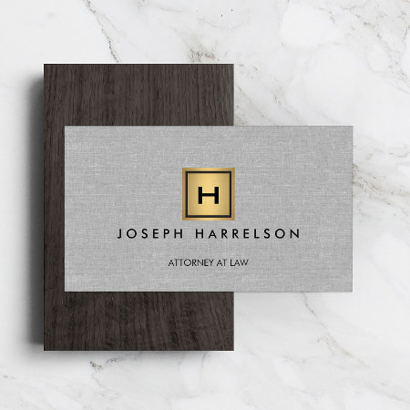 Gold Box Logo With Your Initial/monogram On Linen Business Card