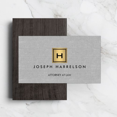 GOLD BOX LOGO with YOUR INITIALMONOGRAM on Linen Business Card