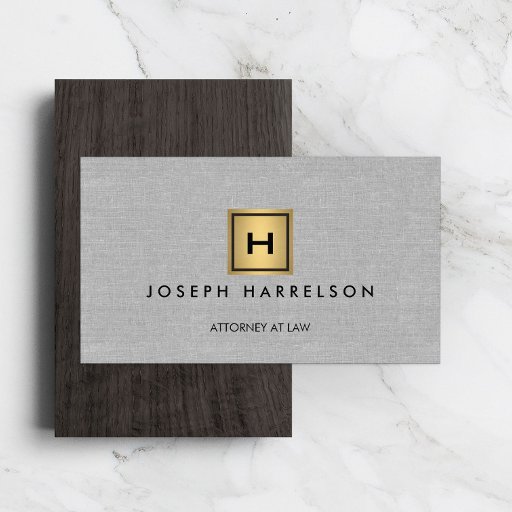 Customizable GOLD BOX LOGO with YOUR INITIAL/MONOGRAM on Linen Business Cards