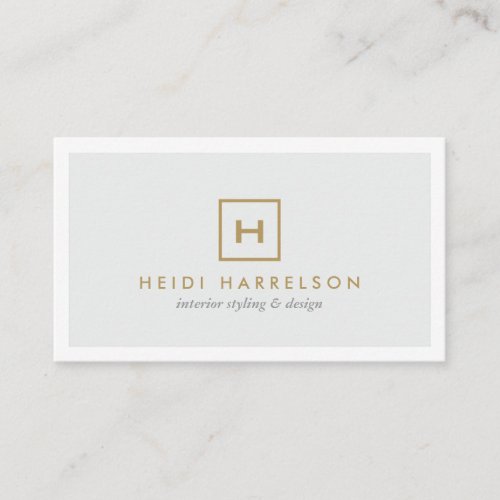 GOLD BOX LOGO with YOUR INITIAL on LIGHT GRAY Business Card