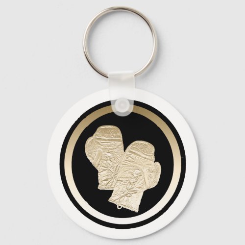 GOLD BOXING GLOVES KEYCHAIN