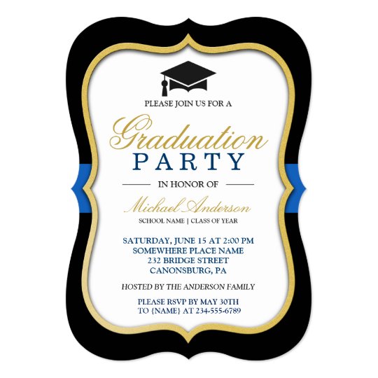 gold bracket frame modern 2018 graduation party invitation zazzle com
