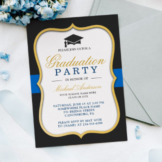 Gold Bracket Frame Modern Graduation Party Invitation