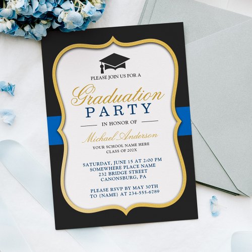 Gold Bracket Frame Modern 2018 Graduation Party Card