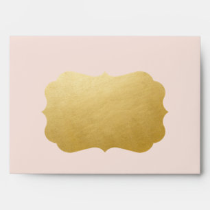 Gold Bracket Return Address Rose Gold Blush Pink Envelope