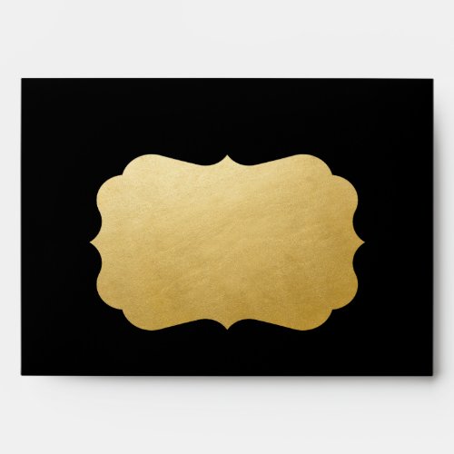 Gold Bracket Shape Address Area Elegant Black Envelope