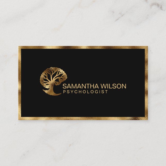 Gold Brain Psychologist Life Coach Therapist Business Card (Front)