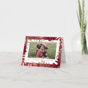 Gold Branches 3 Photo Christmas Holiday Card