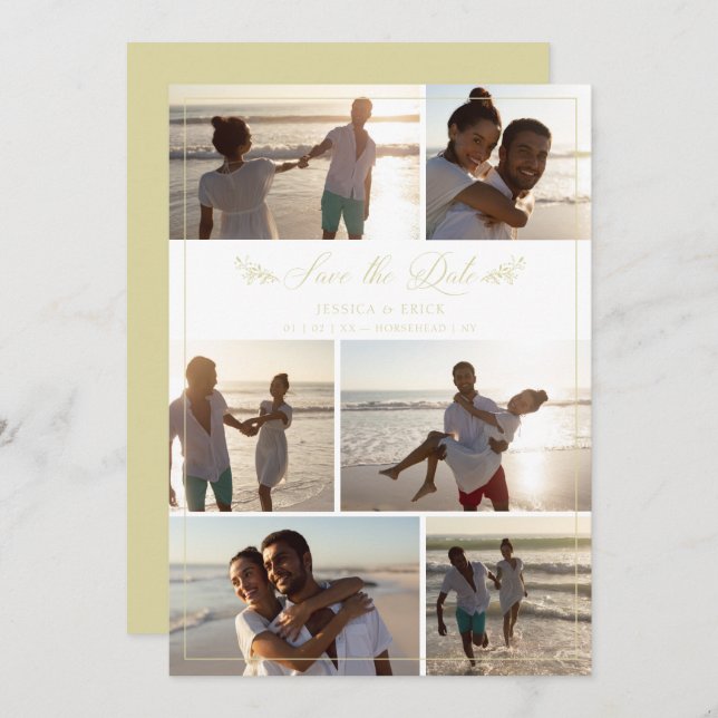 Gold Branches Chic Collage 6 Photos Wedding (Front/Back)