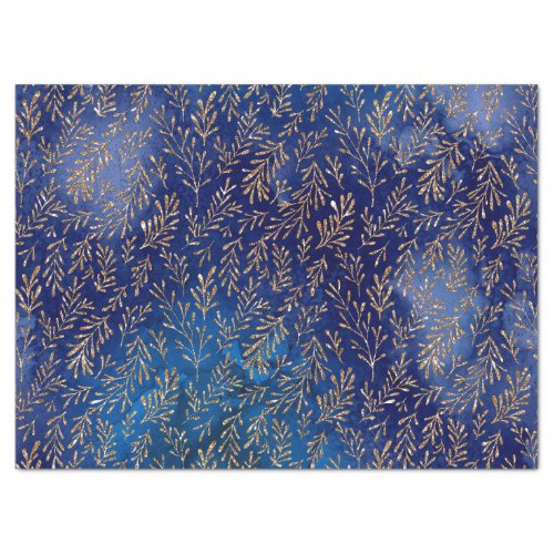 Gold Branches on Purple and Blue Decoupage Tissue Paper