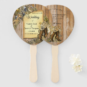 Gold & Brass Steampunk sculptures on Wood Hand Fan