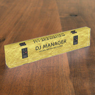 Gold Brick Faux DJ Desk Name Plate