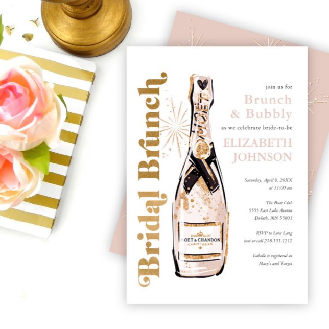 Gold Bridal Brunch Bubbly Bridal Shower Invitation (Creator Uploaded)
