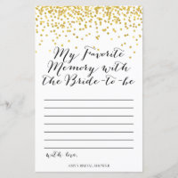 Bridal shower game memory game