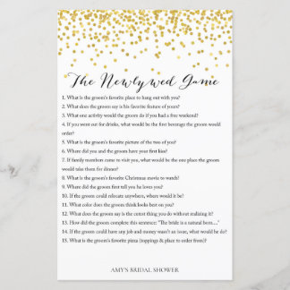 Gold Bridal Shower Game - Newlywed Game