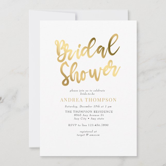 Gold Bridal Shower Invitation (Front)