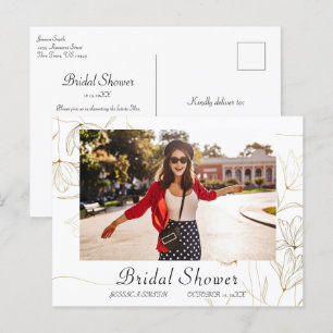 Gold Bridal Shower PHOTO Invitation Postcard
